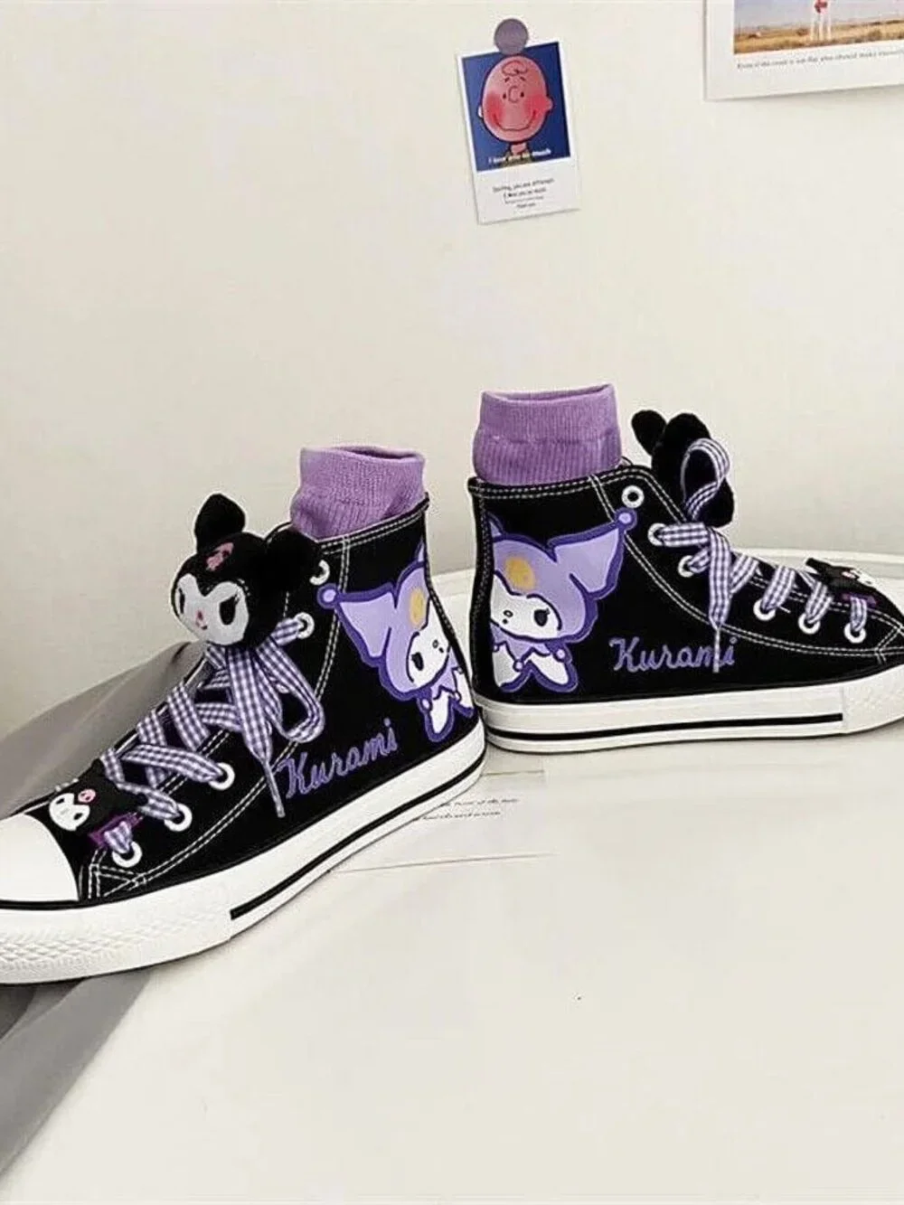{NEW} Women's Kuromi Canvas Hightop Sneakers Size 8